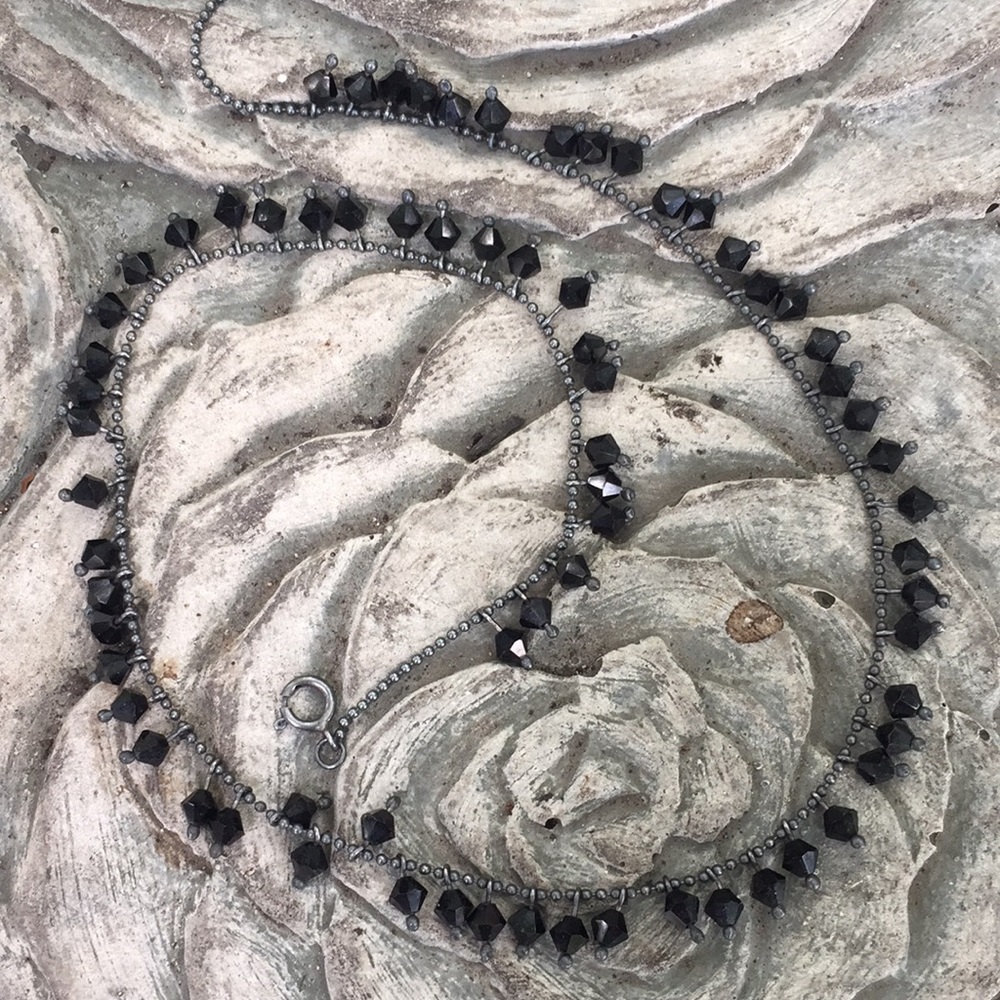 Dainty black crystal choker